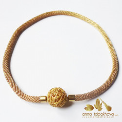 6 mm Gold Plated Steel Mesh InterChangeable Necklace with a silver wired clasp (sold separatly)