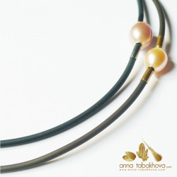 3 mm BROWN Rubber InterChangeable Necklace close to a black necklace for comparison of color ( sold separatly)