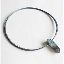 20 BLUE nylon coated wires interchangeable necklace with an opal interchangeable clasp (sold separatly) 