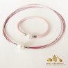 PINK coated nylon and silver plated steel necklace