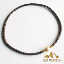 5 mm Braided Leather InterChangeable Necklace with a clasp in a pearl (sold separatly)