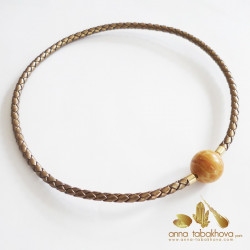 5 mm Braided GOLD Leather InterChangeable Necklace with a fossilized coral clasp (sold separatly)