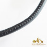 5 mm STITCHED Leather InterChangeable Necklace, close-up stitching in black