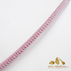 5 mm STITCHED Leather InterChangeable Necklace, close-up stitching in pink
