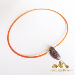 Australian Boulder Opal-Clasp with an orange interchangeable rubber necklace (sold separatly)