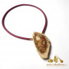 Fossilized wood InterChangeable Clasp matched with a red stitched leather necklace (sold separatly) .
