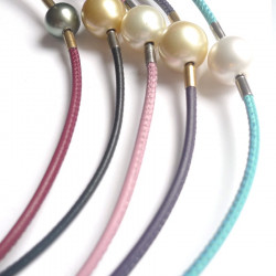 3 mm STITCHED Leather InterChangeable Necklace (one for sale) .