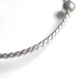 5 mm Braided SILVER Leather InterChangeable Necklace
