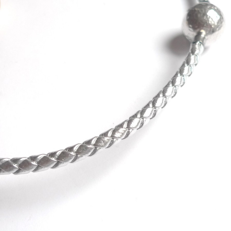 5 mm Braided SILVER Leather InterChangeable Necklace