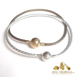 5 mm SILVER Leather Necklace compared to gold leather (one for sale, clasp sold separatly) .