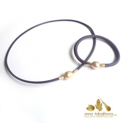5 mm STITCHED PURPLE Leather Bracelet (with matched necklace in 3 mm and clasps sold separatly) .