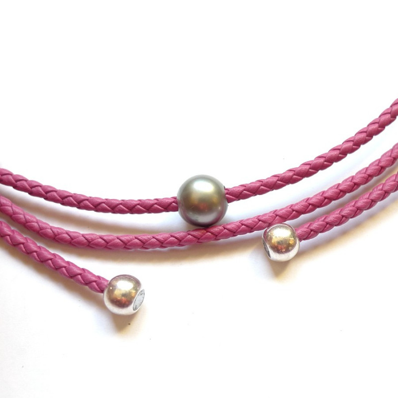 3 mm Braided Leather bracelet with pearl, buy on line