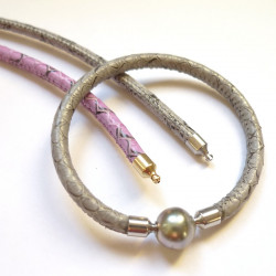 5 mm Stitched Snake-like Leather InterChangeable Necklace, buy on line versatile jewelry