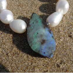 Blue and green boulder Australian opal as interchangeable clasp, buy on line