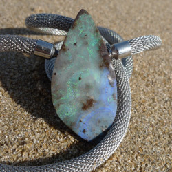 Blue and green boulder Australian opal as interchangeable clasp, buy on line