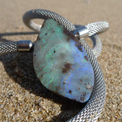 Blue and green boulder Australian opal as interchangeable clasp, buy on line