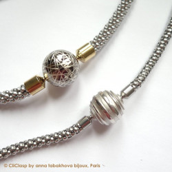 8 mm raspberry Steel InterChangeable Necklace