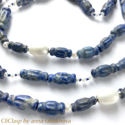 Lapis-Lazuli and Pearl InterChangeable Necklace and earrings, buy on line