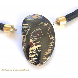 Large cream and brown Australian boulder opal as a clasp