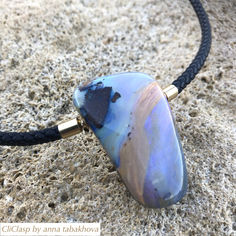 Blue and green boulder Australian opal as interchangeable clasp, buy on lineBlue and cream boulder Australian opal clasp