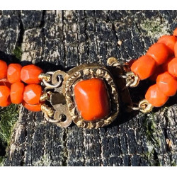 Corail bracelet 3 rangs facettés