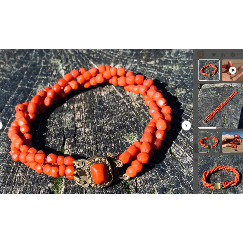 Corail bracelet 3 rangs facettés