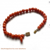 Large size antique faceted coral bead bracelet with heart charm, vintage faceted rock cristal accents for the matched earrings