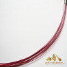 RED coated nylon and silver plated steel necklace