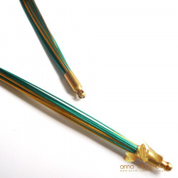 GREEN coated nylon and gold plated steel necklace